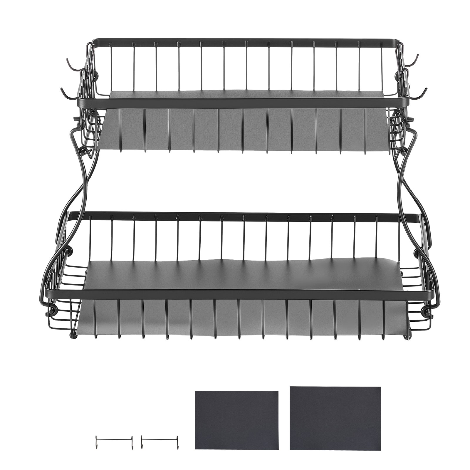 2 Tier Fruit Basket Stand With Banana Hanger For Kitchen Worktop_voghion.com